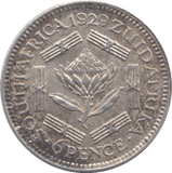 1929 SOUTH AFRICA SILVER SIXPENCE - SILVER WORLD COINS - Cambridgeshire Coins