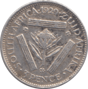 1929 SOUTH AFRICA SILVER THREEPENCE - SILVER WORLD COINS - Cambridgeshire Coins