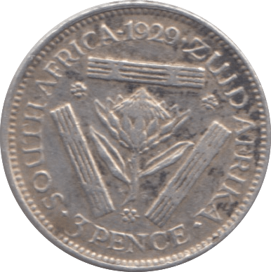1929 SOUTH AFRICA SILVER THREEPENCE - SILVER WORLD COINS - Cambridgeshire Coins