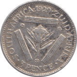 1929 SOUTH AFRICA SILVER THREEPENCE - SILVER WORLD COINS - Cambridgeshire Coins