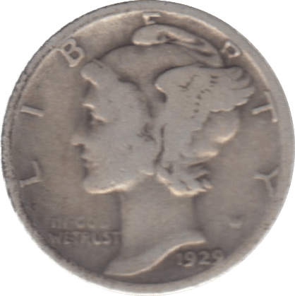 1929 USA SILVER DIME 10 CENTS - SILVER WORLD COINS - Cambridgeshire Coins