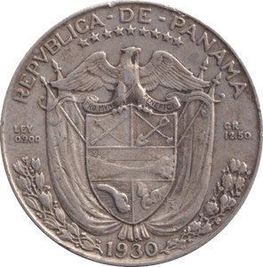 1930 1/2 BALBOA PANAMA - WORLD COINS - Cambridgeshire Coins