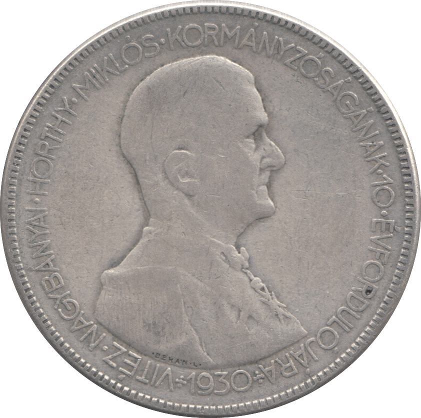 1930 HUNGARY SILVER 5 PENGO - SILVER WORLD COINS - Cambridgeshire Coins