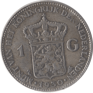 1930 SILVER 1 GUILDER NETHERLANDS - SILVER WORLD COINS - Cambridgeshire Coins