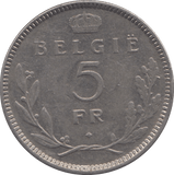 1930 SILVER 5 FRANCS BELGIUM - SILVER WORLD COINS - Cambridgeshire Coins