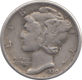 1930 SILVER DIME USA - SILVER WORLD COINS - Cambridgeshire Coins