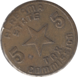 1930 USA ALABAMA TAX 5 CENTS - Token - Cambridgeshire Coins