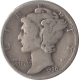 1930 USA SILVER DIME SAN FRANCISCO MINT - SILVER WORLD COINS - Cambridgeshire Coins