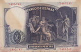 1931 50 PESETAS BANKNOTE SPAIN ( REF 287 ) - World Banknotes - Cambridgeshire Coins