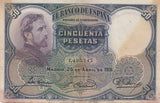 1931 50 PESETAS BANKNOTE SPAIN ( REF 287 ) - World Banknotes - Cambridgeshire Coins
