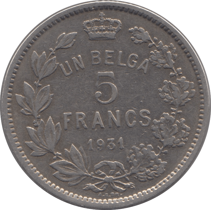 1931 BELGIUM 5 CENTIMES - SILVER WORLD COINS - Cambridgeshire Coins