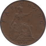 1931 FARTHING 2 ( GVF ) 29 - Farthing - Cambridgeshire Coins