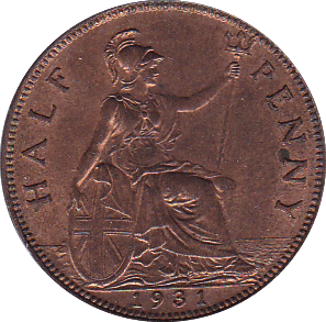 1931 HALFPENNY ( UNC ) - Halfpenny - Cambridgeshire Coins
