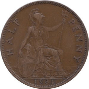 1931 HALFPENNY ( VF ) - HALFPENNY - Cambridgeshire Coins