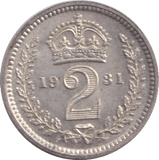 1931 MAUNDY TWOPENCE ( UNC ) - MAUNDY TWOPENCE - Cambridgeshire Coins