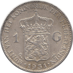 1931 SILVER 1 GULDEN NETHERLANDS - SILVER WORLD COINS - Cambridgeshire Coins