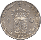 1931 SILVER 1 GULDEN NETHERLANDS - SILVER WORLD COINS - Cambridgeshire Coins