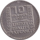 1931 SILVER 10 FRANC FRANCE - SILVER WORLD COINS - Cambridgeshire Coins