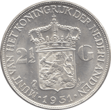1931 SILVER 2 1/2 GULDEN NETHERLANDS - SILVER WORLD COINS - Cambridgeshire Coins