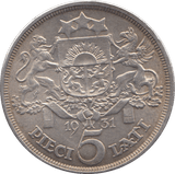 1931 SILVER 5 LATI LATVIA - SILVER WORLD COINS - Cambridgeshire Coins