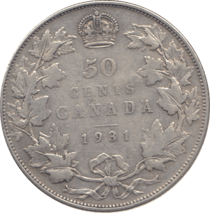 1931 SILVER FIFTY CENTS CANADA - WORLD SILVER COINS - Cambridgeshire Coins