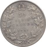 1931 SILVER FIFTY CENTS CANADA - WORLD SILVER COINS - Cambridgeshire Coins