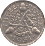 1931 THREEPENCE ( EF ) 2 - threepence - Cambridgeshire Coins