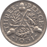 1931 THREEPENCE ( EF ) - threepence - Cambridgeshire Coins