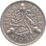1931 THREEPENCE ( VF ) - Threepence - Cambridgeshire Coins