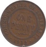1932 AUSTRALIA ONE PENNY - WORLD COINS - Cambridgeshire Coins