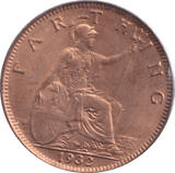 1932 FARTHING ( BU ) - Farthing - Cambridgeshire Coins