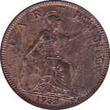 1932 FARTHING ( UNC ) - Farthing - Cambridgeshire Coins