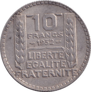 1932 SILVER 10 FRANC FRANCE - SILVER WORLD COINS - Cambridgeshire Coins