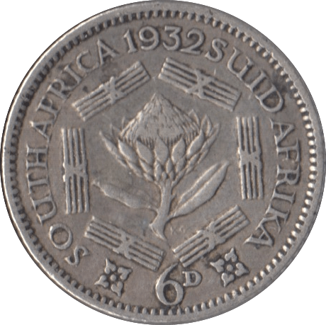 1932 SOUTH AFRICA SILVER SIXPENCE - SILVER WORLD COINS - Cambridgeshire Coins