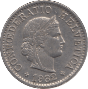 1932 SWITZERLAND 5 RAPPEN - WORLD COINS - Cambridgeshire Coins