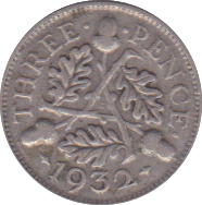 1932 THREEPENCE ( F ) - Threepence - Cambridgeshire Coins
