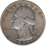 1932 USA SILVER 1/4 DOLLAR - SILVER WORLD COINS - Cambridgeshire Coins