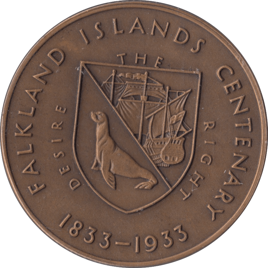 1933 FALKLAND ISLANDS CENTENARY MEDALLION - MEDALS & MEDALLIONS - Cambridgeshire Coins