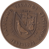 1933 FALKLAND ISLANDS CENTENARY MEDALLION - MEDALS & MEDALLIONS - Cambridgeshire Coins