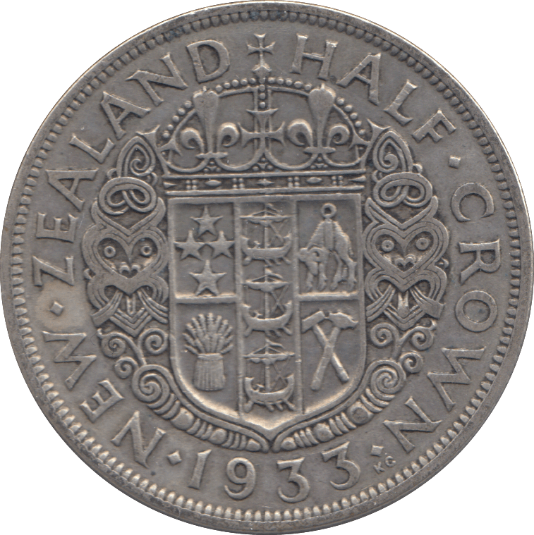1933 HALF CROWN NEW ZEALAND SILVER - SILVER WORLD COINS - Cambridgeshire Coins