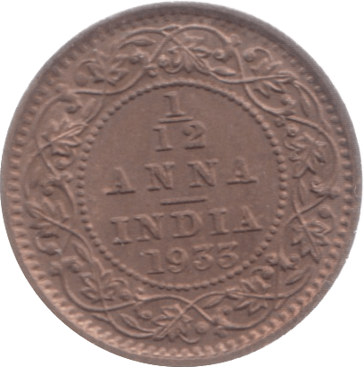 1933 INDIA 1/12 ANNA 1 - WORLD COINS - Cambridgeshire Coins