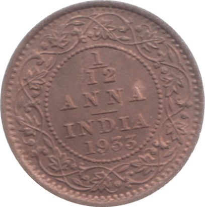 1933 INDIA 1/12 ANNA 2 - WORLD COINS - Cambridgeshire Coins