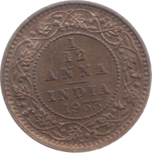 1933 INDIA 1/12 ANNA 3 - WORLD COINS - Cambridgeshire Coins