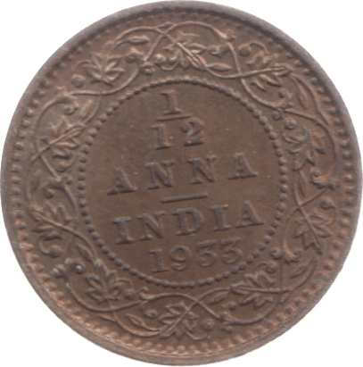 1933 INDIA 1/12 ANNA 3 - WORLD COINS - Cambridgeshire Coins