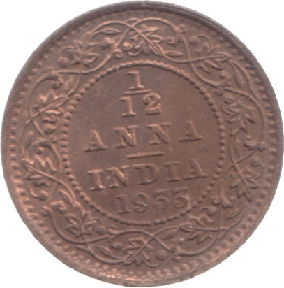 1933 INDIA 1/12 ANNA 4 - WORLD COINS - Cambridgeshire Coins