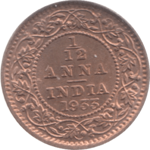 1933 INDIA 1/12 ANNA 5 - WORLD COINS - Cambridgeshire Coins