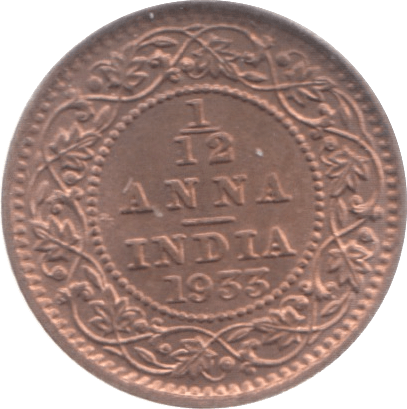 1933 INDIA 1/12 ANNA 5 - WORLD COINS - Cambridgeshire Coins