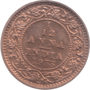 1933 INDIA 1/12 ANNA 6 - WORLD COINS - Cambridgeshire Coins