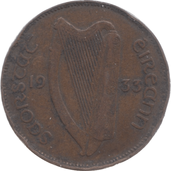 1933 IRELAND HALFPENNY - WORLD COINS - Cambridgeshire Coins