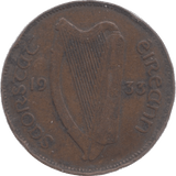 1933 IRELAND HALFPENNY - WORLD COINS - Cambridgeshire Coins